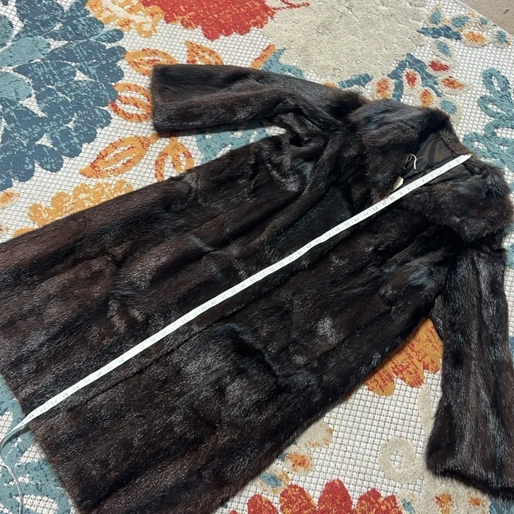 Elegant Dark‎ Brown Mink Coat Huge Collar - Picture 14 of 15